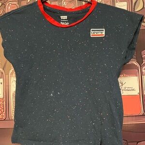Levi's Kids Speckled Navy Tee with Red Trim